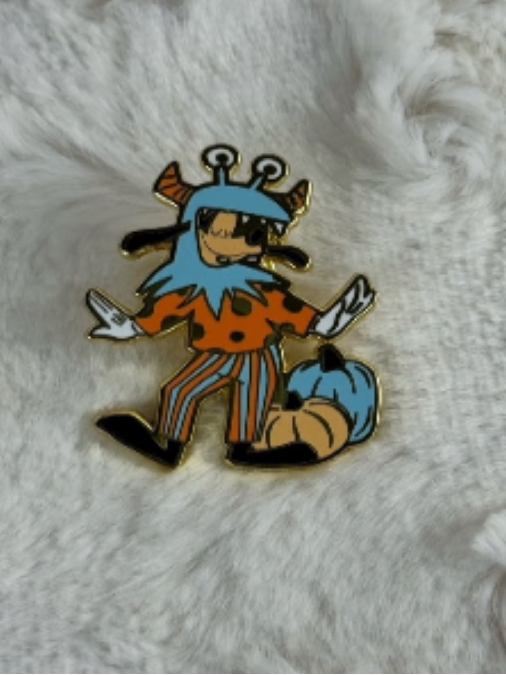 Goofy Enamel Pin in Blue and Orange